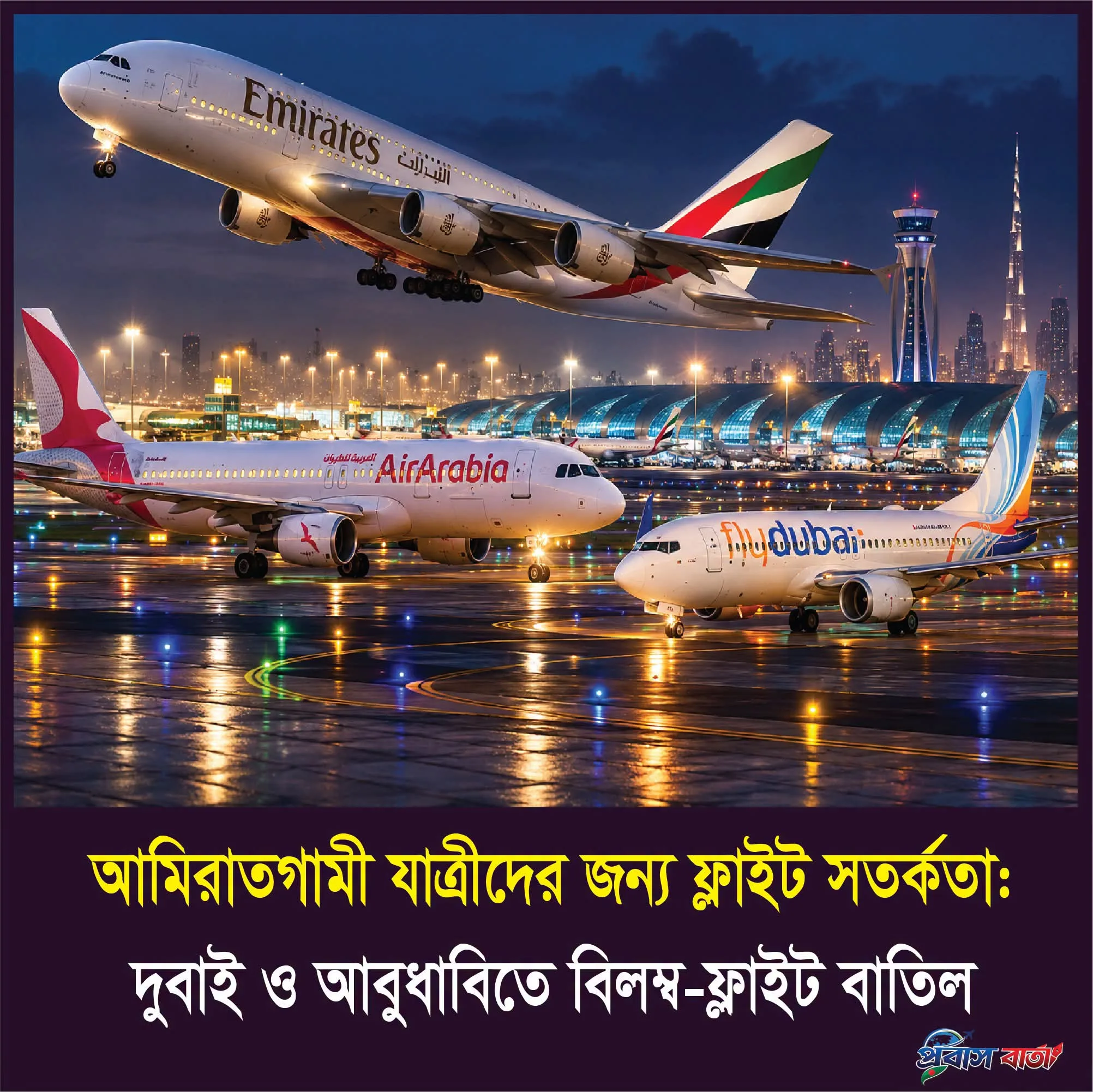 দুবাই আবুধাবি ফ্লাইট বিলম্ব